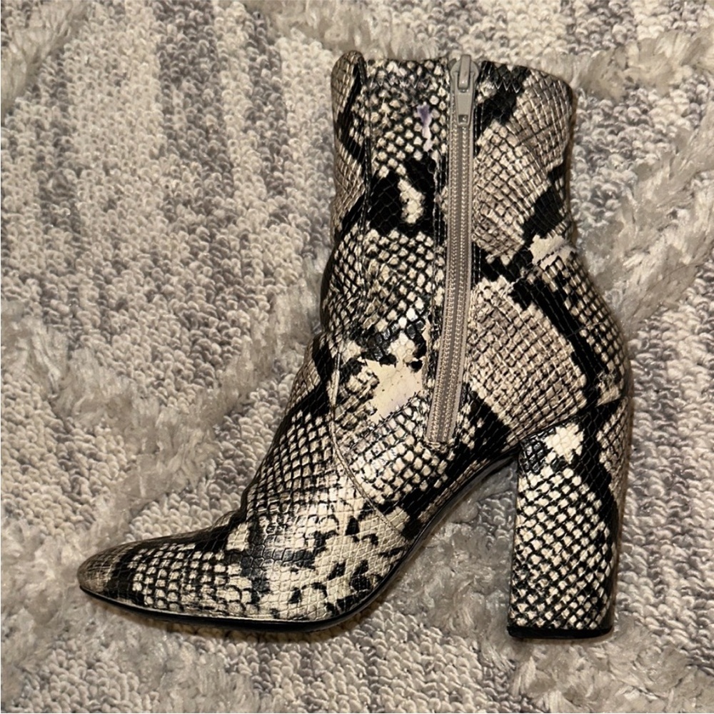 Aldo Black and White Snakeskin Ankle Boots